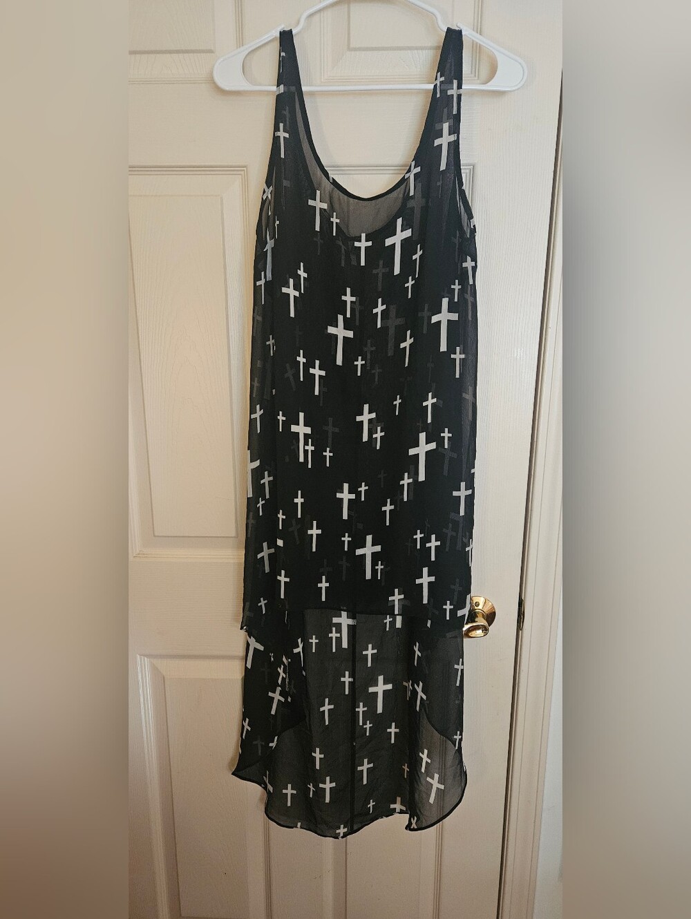 Forever 21 Hi-Low Sheer Bathing Suit Cover-up, Crosses, New Condition